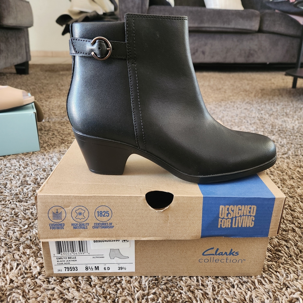 Clarks Black Ankle Boots for Women